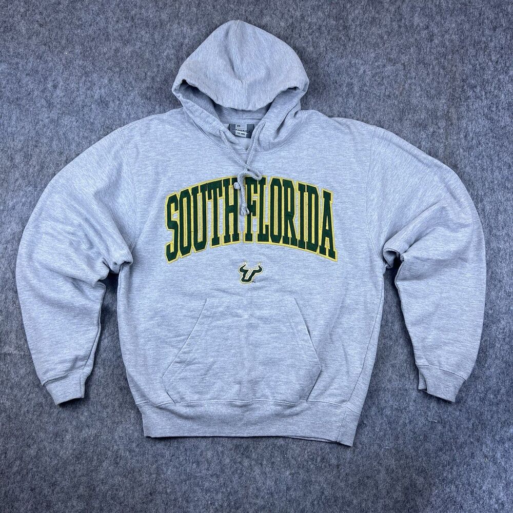 Vtg J. America USF Bulls Men's Hoodie Sweatshirt Gray South Florida Y2K Sz Small